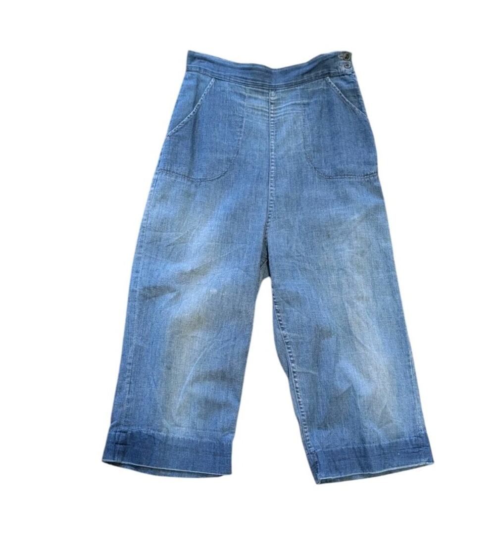 Vintage 40s 50s Western Side Zip Denim Jeans Work Wear Ranch Women’s Pants S